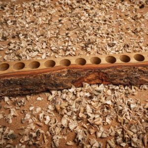 13- Hole Roller Bottle Stand with Live Bark Edge